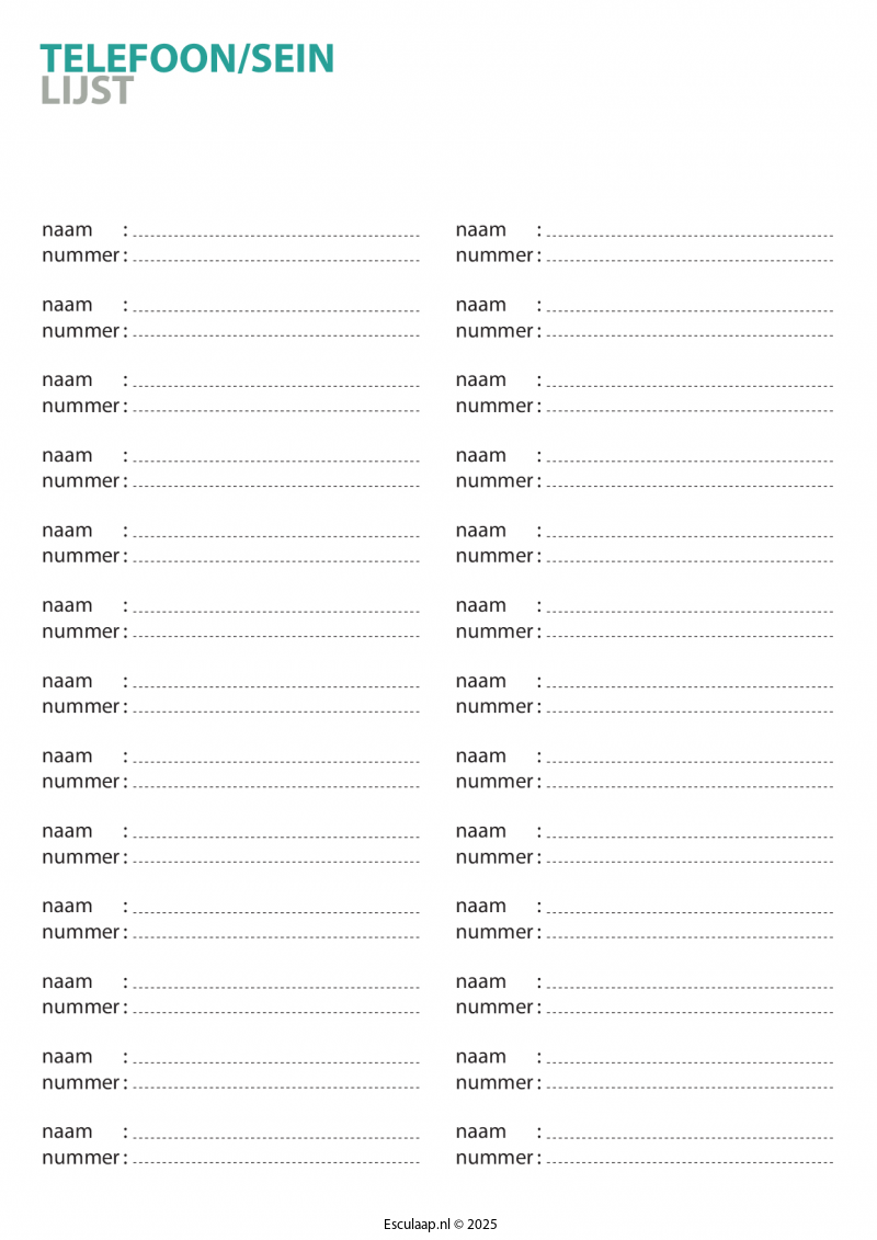 telefoonlijst